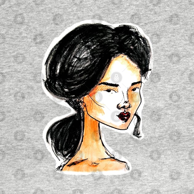 pretty young lady. cartoon portrait by barbasantara